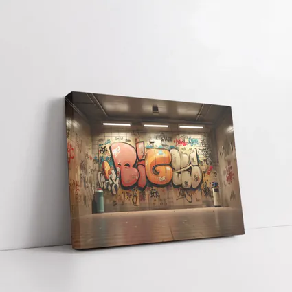 Bold Graffiti Mural Underground Subway Room
