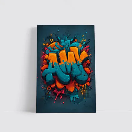 Bold Graffiti Art Teal Orange Urban Style