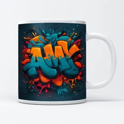 Bold Graffiti Art Teal Orange Urban Style