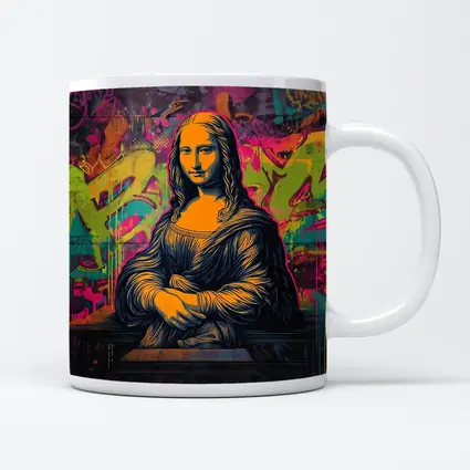 Mona Lisa Graffiti Street Art Neon Background