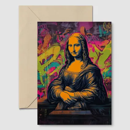 Mona Lisa Graffiti Street Art Neon Background