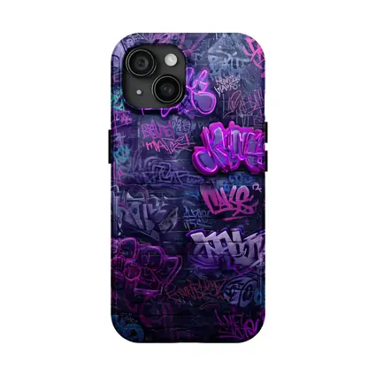 Purple Graffiti Art Dark Urban Brick Wall