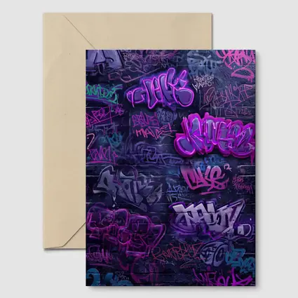Purple Graffiti Art Dark Urban Brick Wall