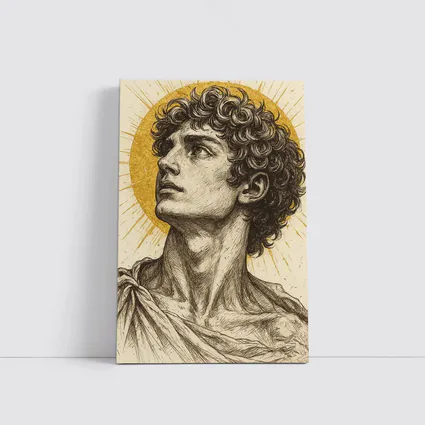 Greek Man Portrait Sketch Gold Halo