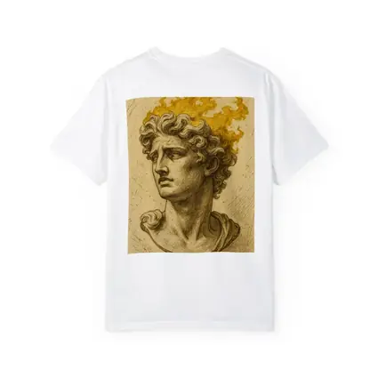 Greek Sculpture Bust With Golden Flames
