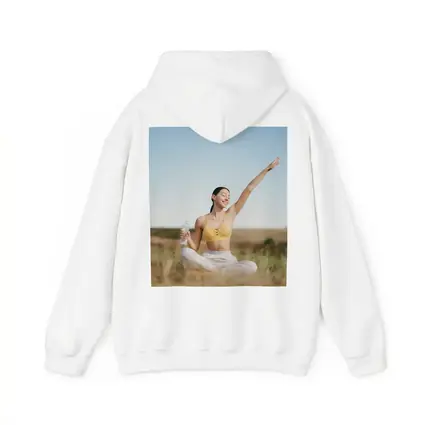 Woman Practicing Yoga Outdoors Sunny Field