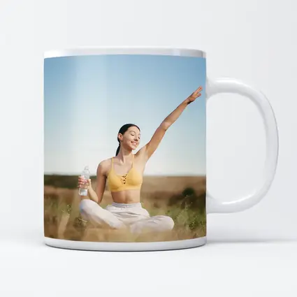 Woman Practicing Yoga Outdoors Sunny Field