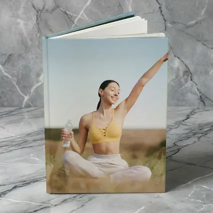 Woman Practicing Yoga Outdoors Sunny Field