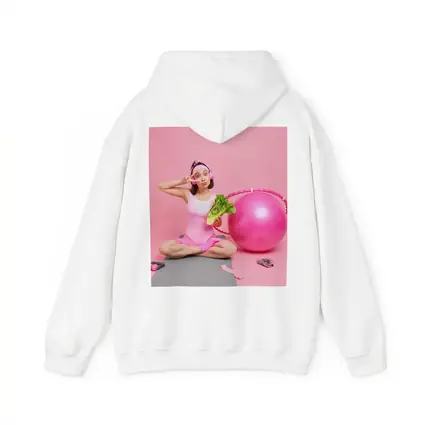Fitness Girl Sitting With Exercise Ball Pink