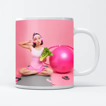 Fitness Girl Sitting With Exercise Ball Pink