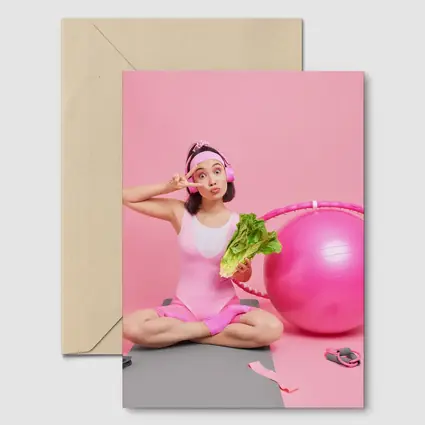 Fitness Girl Sitting With Exercise Ball Pink