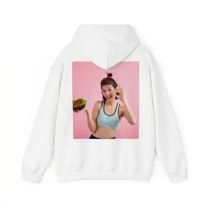 Fit Woman Holding Salad Bowl Pink Background