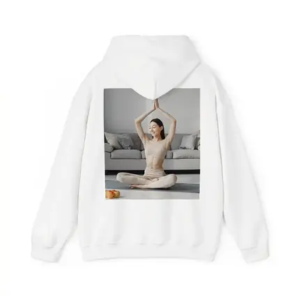Woman Practicing Yoga Pose Bright Living Room