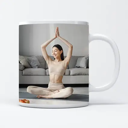 Woman Practicing Yoga Pose Bright Living Room