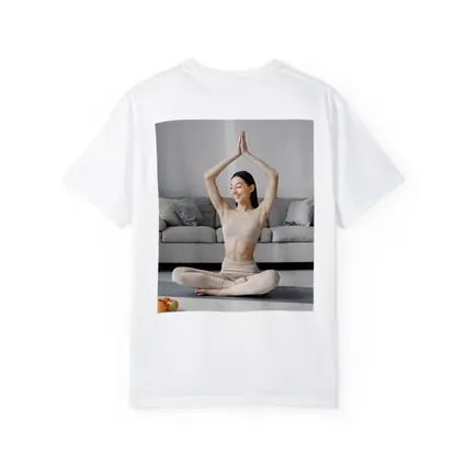 Woman Practicing Yoga Pose Bright Living Room