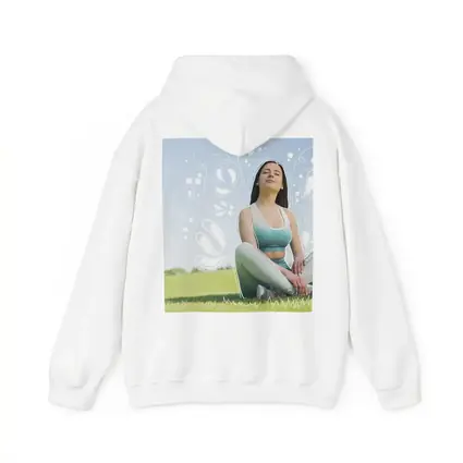 Woman Meditating Outdoors Park Floral Design