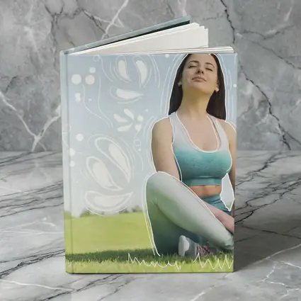 Woman Meditating Outdoors Park Floral Design
