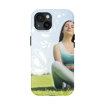 Woman Meditating Outdoors Park Floral Design