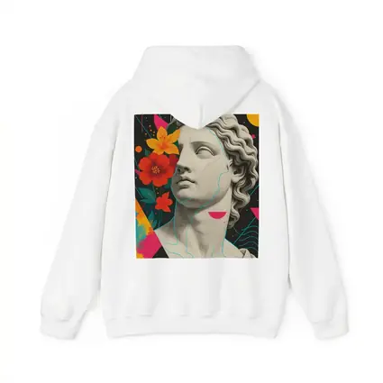 Greek Statue Pop Art Colorful Floral Background