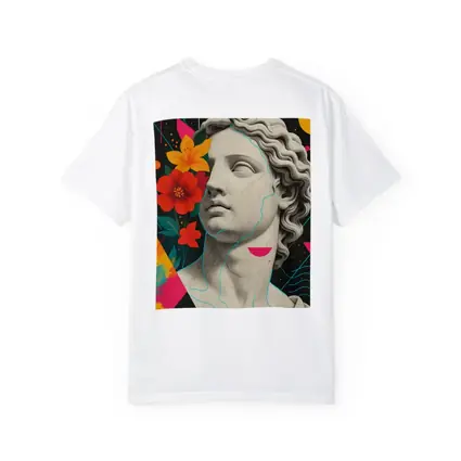 Greek Statue Pop Art Colorful Floral Background