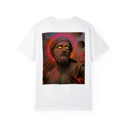 Neon Greek God Statue Surreal Collage Art