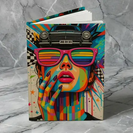 Pop Art Woman Rainbow Glasses Retro Car