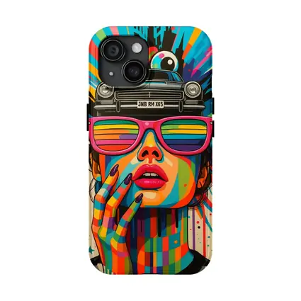 Pop Art Woman Rainbow Glasses Retro Car