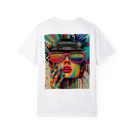 Pop Art Woman Rainbow Glasses Retro Car