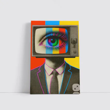 Retro TV Head Man Pop Art Surreal