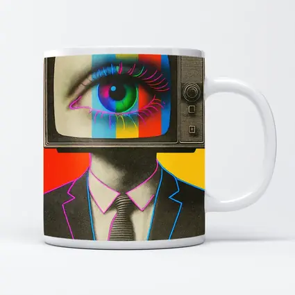 Retro TV Head Man Pop Art Surreal