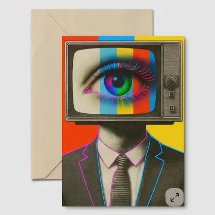Retro TV Head Man Pop Art Surreal