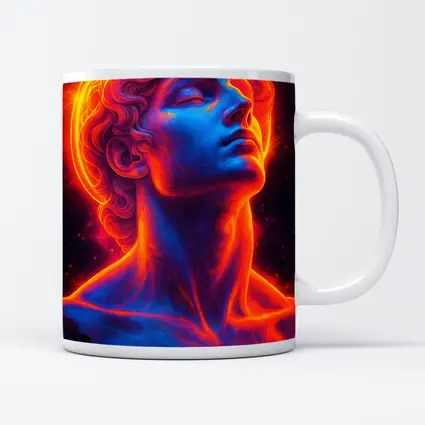Neon Greek Statue Glowing Cosmic Light