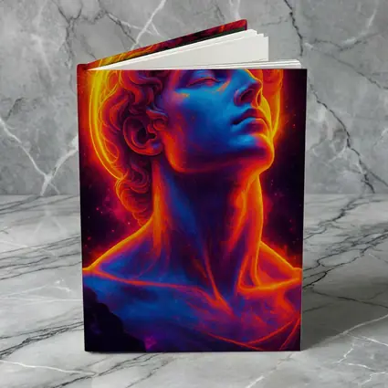Neon Greek Statue Glowing Cosmic Light