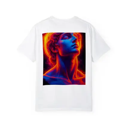 Neon Greek Statue Glowing Cosmic Light
