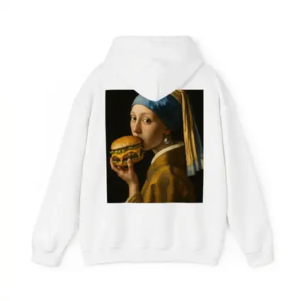 Girl With Pearl Earring Eating Burger