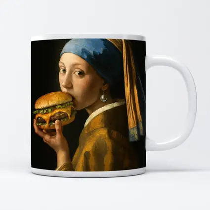 Girl With Pearl Earring Eating Burger