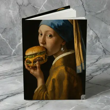 Girl With Pearl Earring Eating Burger