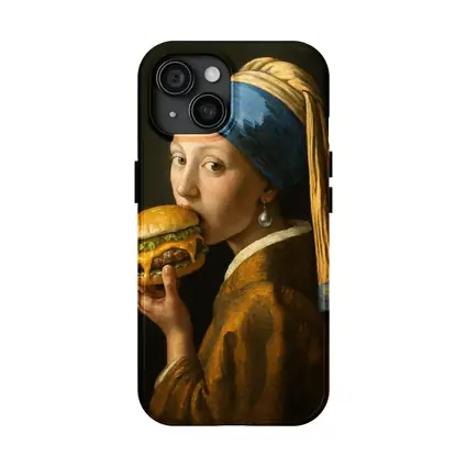 Girl With Pearl Earring Eating Burger