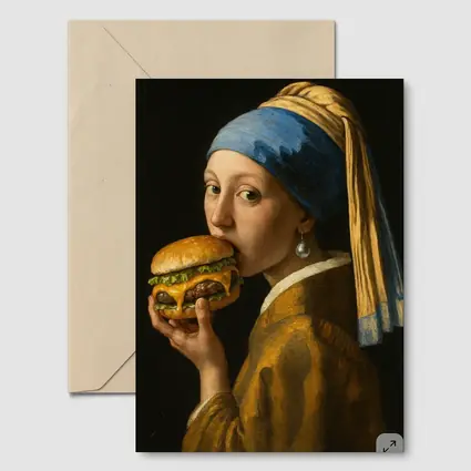 Girl With Pearl Earring Eating Burger