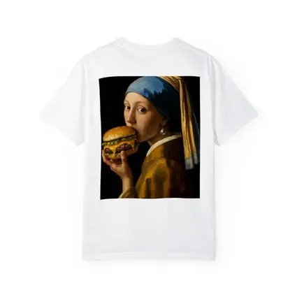 Girl With Pearl Earring Eating Burger