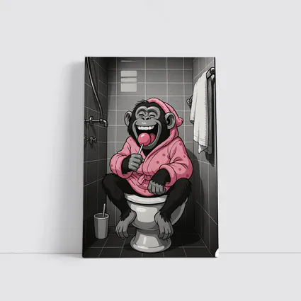 Laughing Monkey Pink Hoodie Bathroom Cartoon