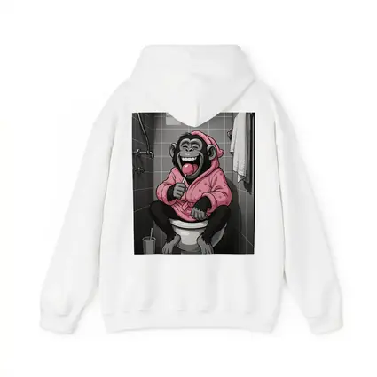 Laughing Monkey Pink Hoodie Bathroom Cartoon