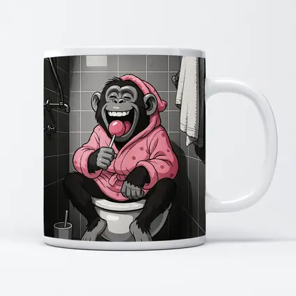 Laughing Monkey Pink Hoodie Bathroom Cartoon