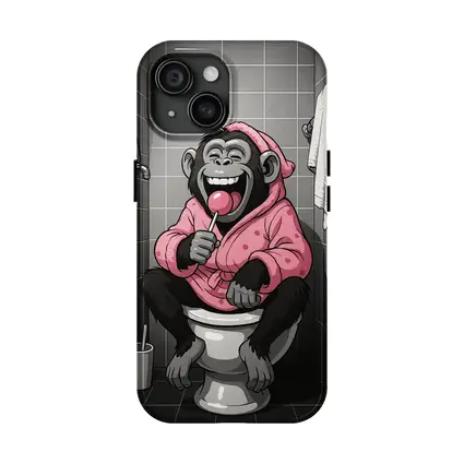 Laughing Monkey Pink Hoodie Bathroom Cartoon