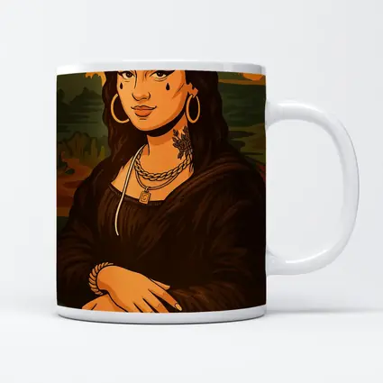 Mona Lisa Urban Streetwear Gold Jewelry Illustration