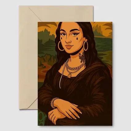 Mona Lisa Urban Streetwear Gold Jewelry Illustration