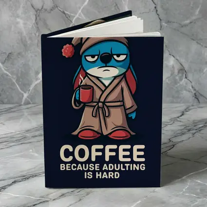 Grumpy Cartoon Penguin Coffee Because Adulting Hard