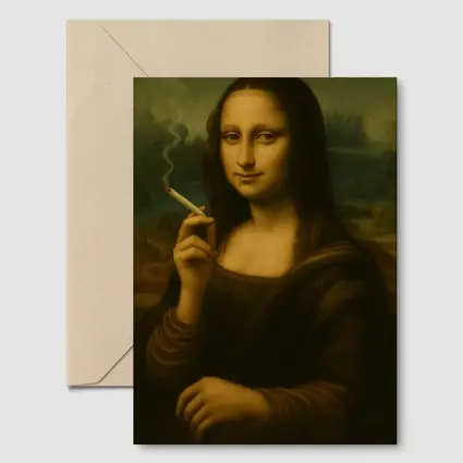 Mona Lisa Smoking Joint Classic Art