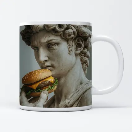 Greek Marble Statue Eating Cheeseburger Art