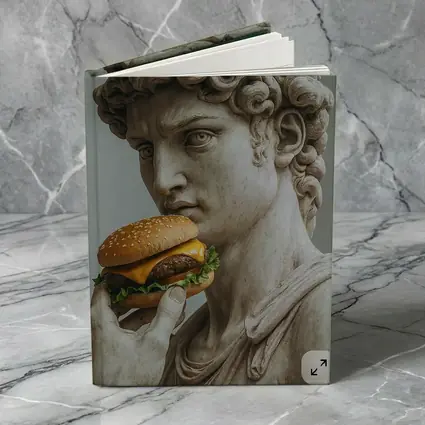 Greek Marble Statue Eating Cheeseburger Art